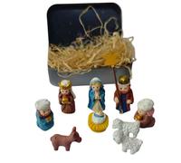 Wanixue Mini Christmas Nativity Set In A Tin Box, Portable Nativity Scene Decoration Set - 3D Resin Figurines, Cute Animal And Religious Figurines, Christmas Ornament For Home Church Desk
