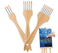 Wanixue Rake Brush for Painting, 3 Piece Texture Nylon Wool, Professional Artist Paintbrushes, for Watercolor Beginners Adults Craft Pottery Canvas Fabric Supplies