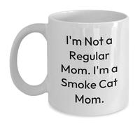 WANJIBAO Smoke Cat Mom Mug, Funny White Coffee Mug for Birthday, I'm Not A Regular Mom. I'm A Smoke Cat Mom., Microwave and Dishwasher Safe, 11oz Capacity, Ceramic