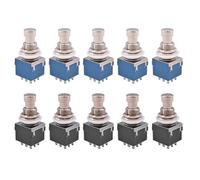 Wanjorlay 10PCS 3PDT Guitar Effects Stomp Switch Guitar Foot Switches 9 Pin Latching Push Button Switch ON-on with Solder Terminal