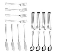 Wanjorlay Cheese Butter Spreader Knives Set 16 Pieces Charcuterie Accessories Stainless Steel Butter Knives Serving Tongs (Silver)