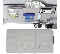 WANJUNSHANGMAOYOUXIAN Sun Visor Organiser for Ford Kuga Titanium/Trend/Cool ab Bj.2020, Waterproof Durable PU Leather Interior Storage Pockets Car Sunshade Document Holder Sunglasses Clip