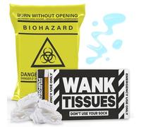 Wank/Shart/Vomit Tissues with Box Joke Gag Funny + Biohazard Bag (Wank Tissues)