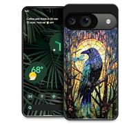 WANKBLC Compatible with Google Pixel 10 10 Pro Case, Shockproof Protective for Man Women Non-Slip for Google Pixel 10 10 Pro Crazy Pattern Artwork Blue Crow Stained Glass Window