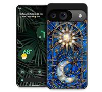 WANKBLC Compatible with Google Pixel 10 Pro XL Case, Shockproof Protective for Man Women Non-Slip for Google Pixel 10 Pro XL Crazy Pattern Blue Stained Glass Golden Sun Moon