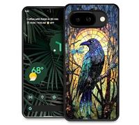 WANKBLC Compatible with Google Pixel 10A Case, Shockproof Protective for Man Women Non-Slip for Google Pixel 10A Crazy Pattern Artwork Blue Crow Stained Glass Window