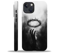 WANKBLC Compatible with iPhone 13 14 Matte Case for Girl Boy Full Body Design Soft Silicone Drop Shock Scratch Protection Crazy Pattern Black Grey Smoke Hand Thorny Crown