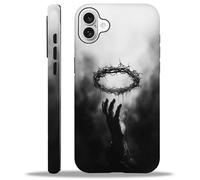 WANKBLC Compatible with iPhone 16 Matte Case for Girl Boy Full Body Design Soft Silicone Drop Shock Scratch Protection Crazy Pattern Black Grey Smoke Hand Thorny Crown