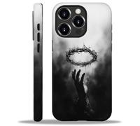 WANKBLC Compatible with iPhone 16 Pro Matte Case for Girl Boy Full Body Design Soft Silicone Drop Shock Scratch Protection Crazy Pattern Black Grey Smoke Hand Thorny Crown