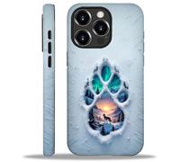 WANKBLC Compatible with iPhone 16 Pro Max Matte Case for Girl Boy Full Body Design Soft Silicone Drop Shock Scratch Protection Crazy Pattern Wolf Footprints Window Snow Forest Mountain Sky