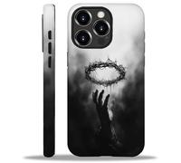 WANKBLC Compatible with iPhone 16 Pro Max Matte Case for Girl Boy Full Body Design Soft Silicone Drop Shock Scratch Protection Crazy Pattern Black Grey Smoke Hand Thorny Crown