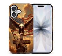 WANKBLC Compatible with iPhone 17 Matte Case for Girl Boy Full Body Design Soft Silicone Drop Shock Scratch Protection Crazy Pattern Eagle Spreads Wings Cross American Flag