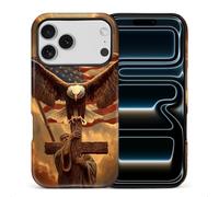 WANKBLC Compatible with iPhone 17 Pro Matte Case for Girl Boy Full Body Design Soft Silicone Drop Shock Scratch Protection Crazy Pattern Eagle Spreads Wings Cross American Flag