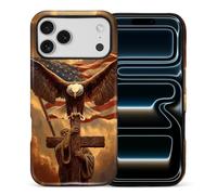 WANKBLC Compatible with iPhone 17 Pro Max Matte Case for Girl Boy Full Body Design Soft Silicone Drop Shock Scratch Protection Crazy Pattern Eagle Spreads Wings Cross American Flag