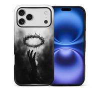 WANKBLC Compatible with iPhone 17 Pro Max Matte Case for Girl Boy Full Body Design Soft Silicone Drop Shock Scratch Protection Crazy Pattern Black Grey Smoke Hand Thorny Crown