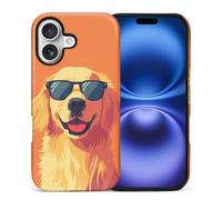 WANKBLC Compatible with iPhone vbzxc Matte Case for Girl Boy Full Body Design Soft Silicone Drop Shock Scratch Protection Crazy Pattern Cartoon Cute Sunglasses Golden Retriever