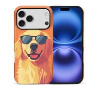 WANKBLC Compatible with iPhone xcvbz Matte Case for Girl Boy Full Body Design Soft Silicone Drop Shock Scratch Protection Crazy Pattern Cartoon Cute Sunglasses Golden Retriever