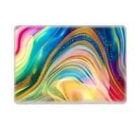 WANKBLC Compatible with MacBook Air 13.6 Inch 2022/2025 Version of M2 A2681/M4 A3240 Plastic Black Computer Case for Girl Boy Fashion Pattern Golden Glitter Rainbow Colored Swirls