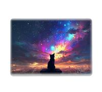 WANKBLC Compatible with MacBook Air 13.6 Inch 2022/2025 Version of M2 A2681/M4 A3240 Plastic Black Computer Case for Girl Boy Fashion Pattern Colorful Rainbow Night Sky Black Cat