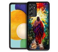 WANKBLC Compatible with Samsung Galaxy A14 5G Case, Shockproof Protective for Man Women Non-Slip for Samsung Galaxy A14 5G Crazy Pattern Colorful Stained Glass Jesus Walking