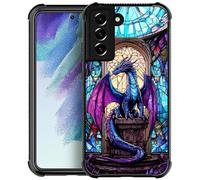 WANKBLC Compatible with Samsung Galaxy S21 Case, Shockproof Protective for Man Women Non-Slip for Samsung Galaxy S21 Crazy Pattern Stained Glass Blue Purple Diamond Dragon
