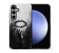 WANKBLC Compatible with Samsung Galaxy S25 Glossy Case for Girl Boy Full Body Design Soft Silicone Drop Shock Scratch Protection Crazy Pattern Black Grey Smoke Hand Thorny Crown