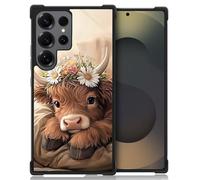 WANKBLC Compatible With Samsung Galaxy S25 Ultra Case, Shockproof Protective For Man Women Non-Slip For Samsung Galaxy S25 Ultra Crazy Pattern Brown Highland Cow Cute Sleeping