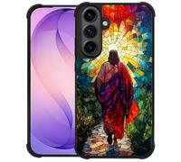 WANKBLC Compatible with Samsung Galaxy S26 Case, Shockproof Protective for Man Women Non-Slip for Samsung Galaxy S26 Crazy Pattern Colorful Stained Glass Jesus Walking