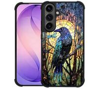 WANKBLC Compatible with Samsung Galaxy S26 Plus Case, Shockproof Protective for Man Women Non-Slip for Samsung Galaxy S26 Plus Crazy Pattern Stained Glass Window Artwork Blue Crow