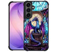 WANKBLC Compatible with Samsung Galaxy S26 Plus Case, Shockproof Protective for Man Women Non-Slip for Samsung Galaxy S26 Plus Crazy Pattern Stained Glass Blue Purple Diamond Dragon