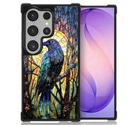 WANKBLC Compatible with Samsung Galaxy S26 Ultra Case, Shockproof Protective for Man Women Non-Slip for Samsung Galaxy S26 Ultra Crazy Pattern Stained Glass Window Artwork Blue Crow