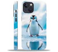 WANKBLC for iPhone 15 Glossy Case for Girl Boy Full Body Design Soft Silicone Drop Shock Scratch Protection Crazy Pattern Cute Sunglasses Penguin White Iceberg