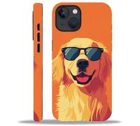 WANKBLC for iPhone 15 Glossy Case for Girl Boy Full Body Design Soft Silicone Drop Shock Scratch Protection Crazy Pattern Cartoon Cute Sunglasses Golden Retriever