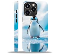 WANKBLC for iPhone 15 Pro Glossy Case for Girl Boy Full Body Design Soft Silicone Drop Shock Scratch Protection Crazy Pattern Cute Sunglasses Penguin White Iceberg