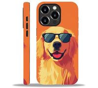 WANKBLC for iPhone 15 Pro Glossy Case for Girl Boy Full Body Design Soft Silicone Drop Shock Scratch Protection Crazy Pattern Cartoon Cute Sunglasses Golden Retriever