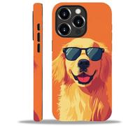 WANKBLC for iPhone 15 Pro Max Glossy Case for Girl Boy Full Body Design Soft Silicone Drop Shock Scratch Protection Crazy Pattern Cartoon Cute Sunglasses Golden Retriever