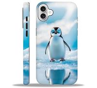 WANKBLC for iPhone 16 Glossy Case for Girl Boy Full Body Design Soft Silicone Drop Shock Scratch Protection Crazy Pattern Cute Sunglasses Penguin White Iceberg
