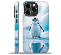 WANKBLC for iPhone 16 Pro Max Glossy Case for Girl Boy Full Body Design Soft Silicone Drop Shock Scratch Protection Crazy Pattern Cute Sunglasses Penguin White Iceberg