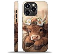 WANKBLC for iPhone 16 Pro Max Matte Case for Girl Boy Full Body Design Soft Silicone Drop Shock Scratch Protection Crazy Pattern Cute Brown Highland Cow Sleeping