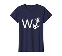 Wanker W Anchor Funny Offensive T-Shirt, Women, Navy Blue, X-Small