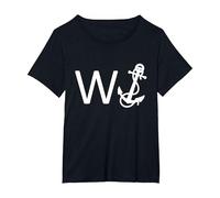 Wanker W Anchor Funny Offensive T-Shirt, Women's Plus, Black, 2X