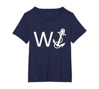 Wanker W Anchor Funny Offensive T-Shirt, Women's Plus, Navy Blue, 2X