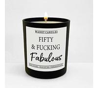 Wanky Candle - 50 and F**King Fabulous | Sarcastic Soy Wax Black Jar Candle | 50th Birthday