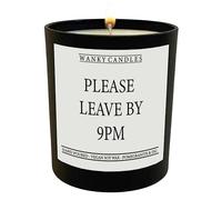 Wanky Candle - Please Leave by 9PM Funny & Relatable Black Jar Candle for Home WCBJ142