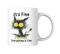 Wanky Candles Cat Joke Mug - It’s Fine I’m Fine Everything, Funny Office or Birthday Gift CMUG207