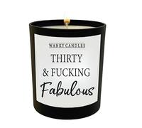 Wanky Candles Funny 30th Birthday Candle for Her Black Jar | Thirty And Fucking Fabulous, Milestone Celebration, Humour