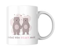 Wanky Candles Funny Bear Couple Mug - I Love You Beary Much - Cute Animal Coffee Cup for Anniversary, Valentine’s Day, Wedding or Birthday CMUG457
