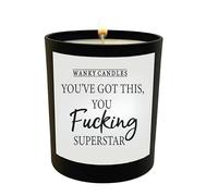 Wanky Candles Funny Motivational Candle - Fucking Superstar WCBJ166 | For Women Black Jar Soy Wax Scented Candle For Friend Coworker