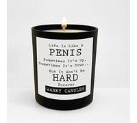 Wanky Candles Funny Penis Quote Candle - Pomegranate Fig Scented Black Jar - Refillable Soy Wax WCBJ03