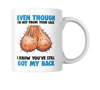 Wanky Candles Funny Stepdad Mug, Bonus Dad, Step Father, Birthday, Father's Day, Father Figure Appreciation Tea Cup, Thank You, for Him - Even Though I'm Not from Your Sack -CMUG256